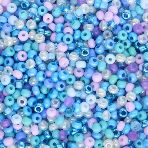 Preciosa Seed Beads 11/0 2 mm - Multi-Blue Mix - Lilac x20g