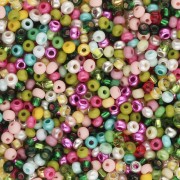 Preciosa Seed Beads 11/0 2 mm - Green, Yellow, and Pink Mix - 20 g