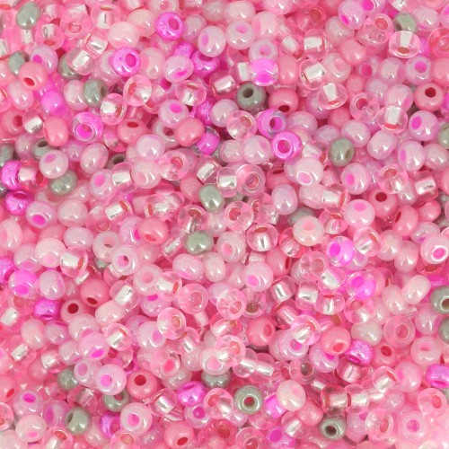 Preciosa Seed Beads 11/0 2 mm - Pink and Gray Mix - 20 g