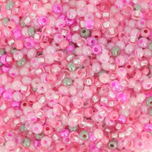Preciosa Seed Beads 11/0 2 mm - Pink and Gray Mix - 20 g