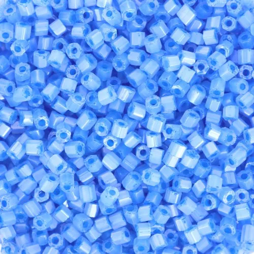 Preciosa Two Cuts 11/0 2 mm Seed Beads - Alabaster White Lined Blue Sfinx x20g