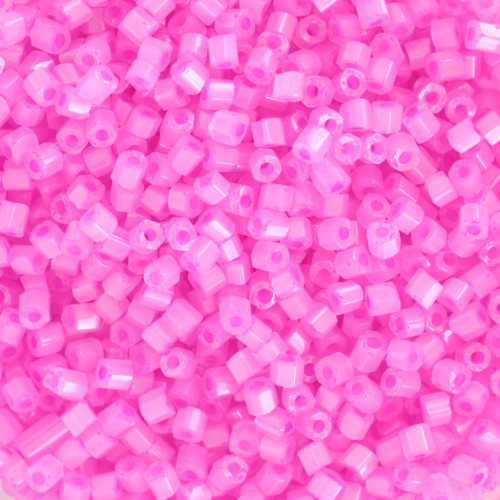 Preciosa Two Cuts 11/0 2 mm Seed Beads - Alabaster White Lined Pink Sfinx x20g