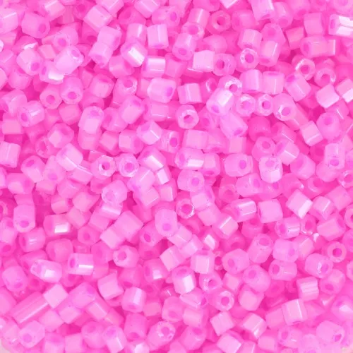Preciosa Two Cuts 11/0 2 mm Seed Beads - Alabaster White Lined Pink Sfinx x20g