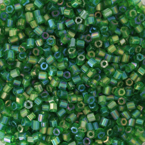 Preciosa Seed beads Two Cuts 11/0 2 mm - Transparent Green Rainbow x20g