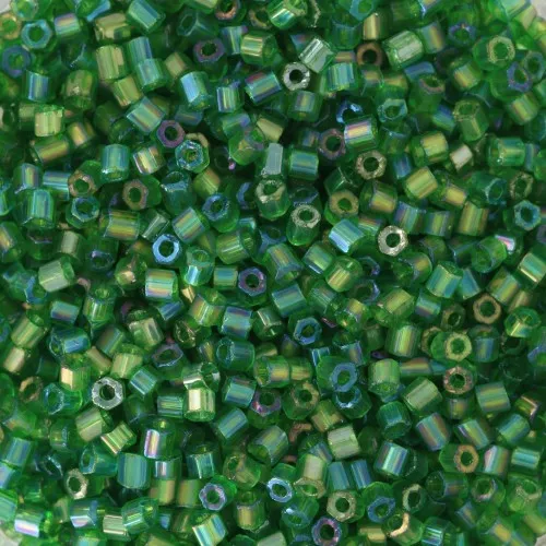 Preciosa Two Cuts 11/0 2 mm Seed Beads - Transparent Green Rainbow x 20 g