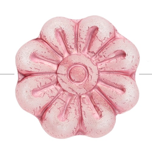 Flower beads 18 mm glass - Pink x4