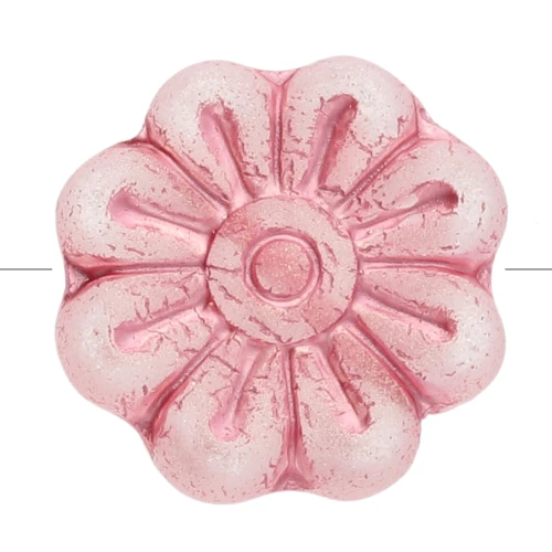 Flower beads 18 mm glass - Pink x4