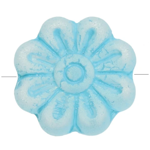 Flower beads 18 mm glass - Light Blue x4