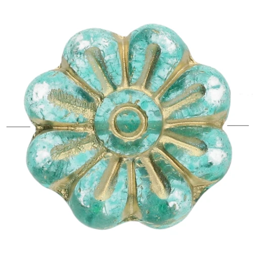 Flower beads 18 mm glass - Green x4