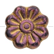 18 mm glass flower beads - Jet Bronze x4