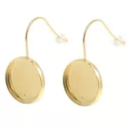 Stainless steel 304L Earwires for 14mm flat back cabochon - Gold x2