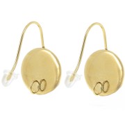 Stainless steel 304L Earwires for 14mm flat back cabochon - Gold x2