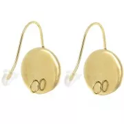 Stainless steel 304L Earwires for 14mm flat back cabochon - Gold x2