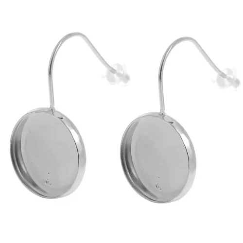 Stainless steel 304L Earwires for 14mm flat back cabochon x2