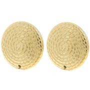 24mm Stainless steel 304L Round textured earstuds with one hole - Gold x2