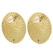 24mm Stainless steel 304L Round textured earstuds with one hole - Gold x2