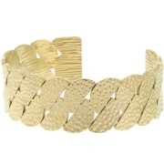 20x155mm Stainless steel 304L Wide adjustable hammered design bracelet - Gold x1|raw }}