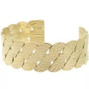 20x155mm Stainless steel 304L Wide adjustable hammered design bracelet - Gold x1