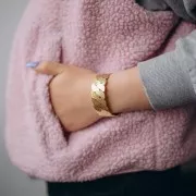 20x155mm Stainless steel 304L Wide adjustable hammered design bracelet - Gold x1