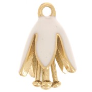 12x8mm 304L Stainless steel Flower charm in epoxy resin - Gold - White x1|raw }}