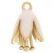 12x8mm 304L Stainless steel Flower charm in epoxy resin - Gold - White x1