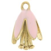 12x8mm 304Lstainless steel Flower charm in epoxy resin - Gold - Light pink x1|raw }}