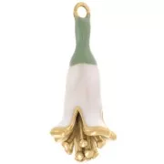 23x11mm 304L stainless steel epoxy resin flower pendant - gold - White x1