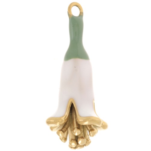 23x11mm 304L stainless steel epoxy resin flower pendant - gold - White x1