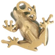 17.5x20.5mm 304L Stainless Steel Frog Charm Epoxy Resin - Gold - Green x1
