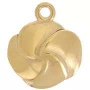 17.5mm 304L Stainless Steel Flower Charm Epoxy Resin - Gold - Transparent Red x1