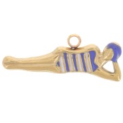 7x20mm 304L stainless steel Swimming charm epoxy resin - Gold - Blue - White x1|raw }}