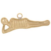 7x20mm 304L stainless steel Swimming charm epoxy resin - Gold - Blue - White x1