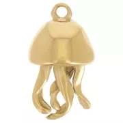 16x9mm 304L Stainless Steel Jellyfish Charm - Gold x1