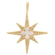 14.5x11mm Star Charm Zirconium Oxides - Fine gold plated - Crystal x1|raw }}