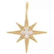 14.5x11mm Star Charm Zirconium Oxides - Fine gold plated - Crystal x1