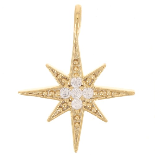 14.5x11mm Star Charm Zirconium Oxides - Fine gold plated - Crystal x1