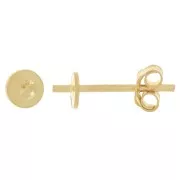 Semi-pierced Stud Earrings 4 - 6 mm shank 0.8 mm - 925 Sterling Silver Fine gold plated x2