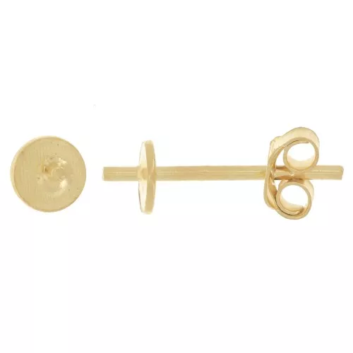 Semi-pierced Stud Earrings 4 - 6 mm shank 0.8 mm - 925 Sterling Silver Fine gold plated x2