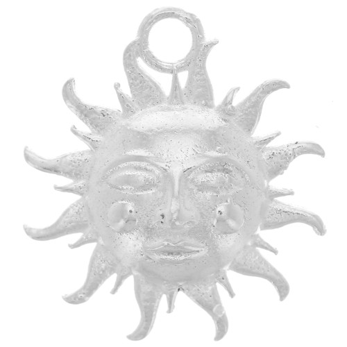 16mm 925 Sterling Silver Charm sun face pattern x1
