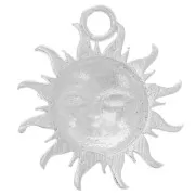 16mm 925 Sterling Silver Charm sun face pattern x1