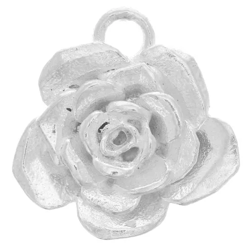 14mm 925 Sterling Silver Pink flower charm x1