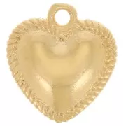 12x11mm Curved heart charm twisted effect - Fine gold plated x1