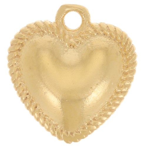 12x11mm Curved heart charm twisted effect - Fine gold plated x1
