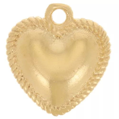 12x11mm Curved heart charm twisted effect - Fine gold plated x1