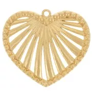 19x21mm Textured openwork heart charm - Fine gold plated x1