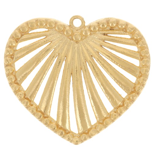 19x21mm Textured openwork heart charm - Fine gold plated x1