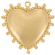 19x18.5mm Heart charm with small beads - Fine gold plated x1
