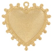 19x18.5mm Heart charm with small beads - Fine gold plated x1