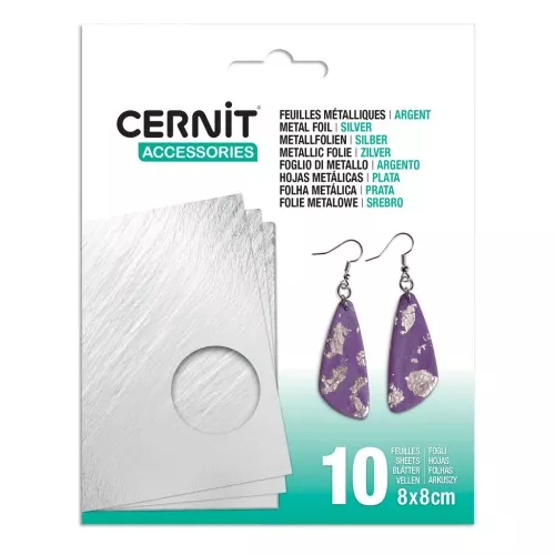 80x80mm Metallic Sheets Cernit - Silver x10