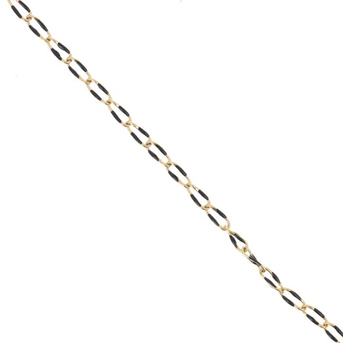 3.8mm Stainless steel 201 Horse and epoxy resin mesh chain - Gold - Black x1m